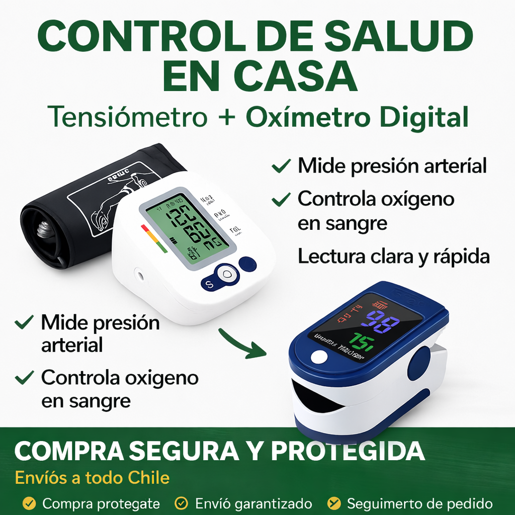 Monitor Digital de Presión Arterial + Oxímetro de Pulso | Uso Hogar Certificado