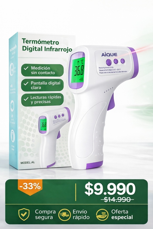 Termómetro Digital Infrarrojo con Láser – Medición sin Contacto